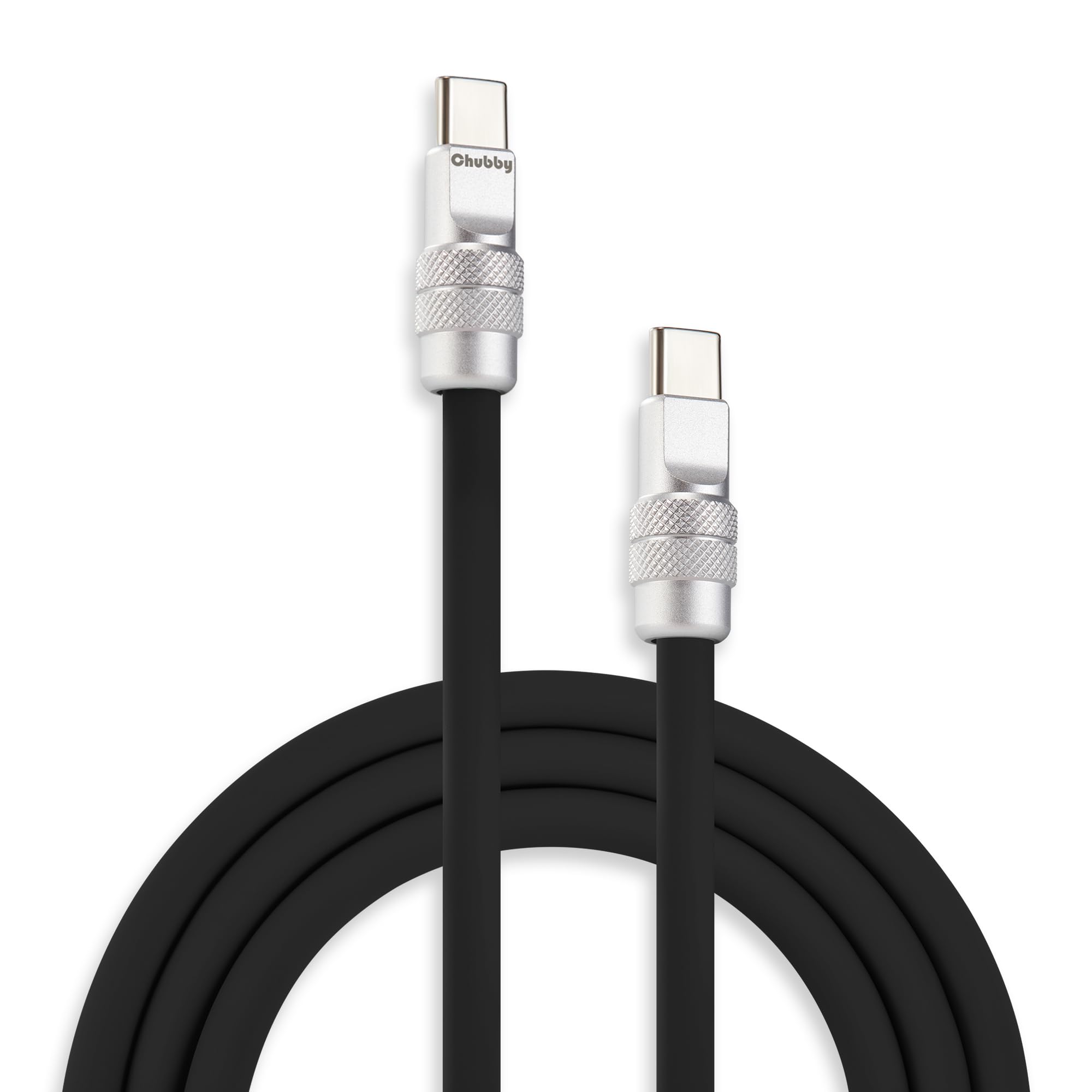 Photo 1 of chubbycable Chubby 2.0 Fast Charging Cable Durable Soft Silicone USB C Cable 240W Extra Thick Charger Cord Compatible with iPhone 17-15 Series iPad, Black, Type-C to Type-C, 6.6 FT