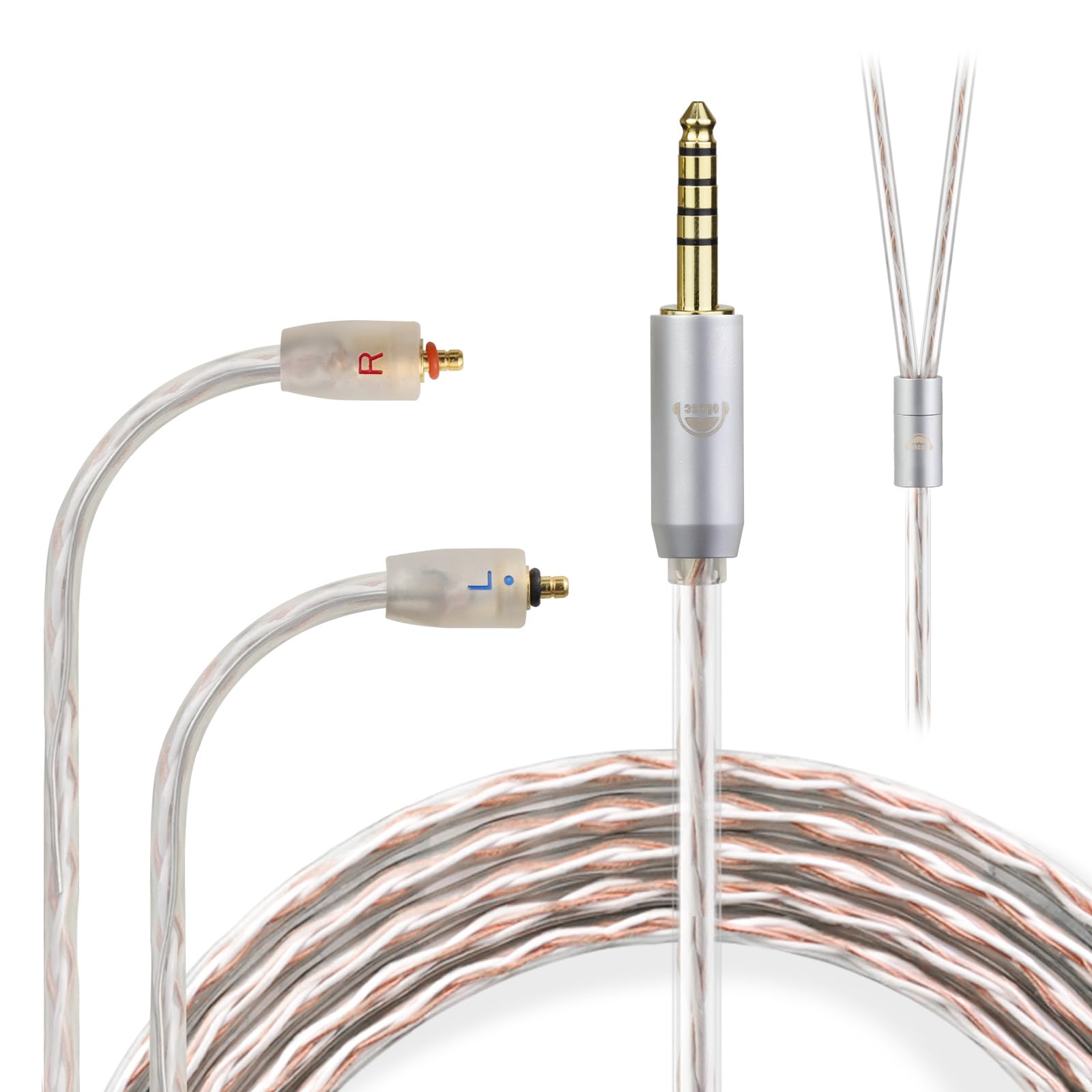 okcsc IPX T2 to 4.4MM 4 Core Upgraded Replacement Cable Earphones Cable for ETYMOTIC EVO UE Premier WESTONE PRO X Series(X10 X20 X30 X40 X50) MACH80/70/60/50/40/30/20/10 3.94FT