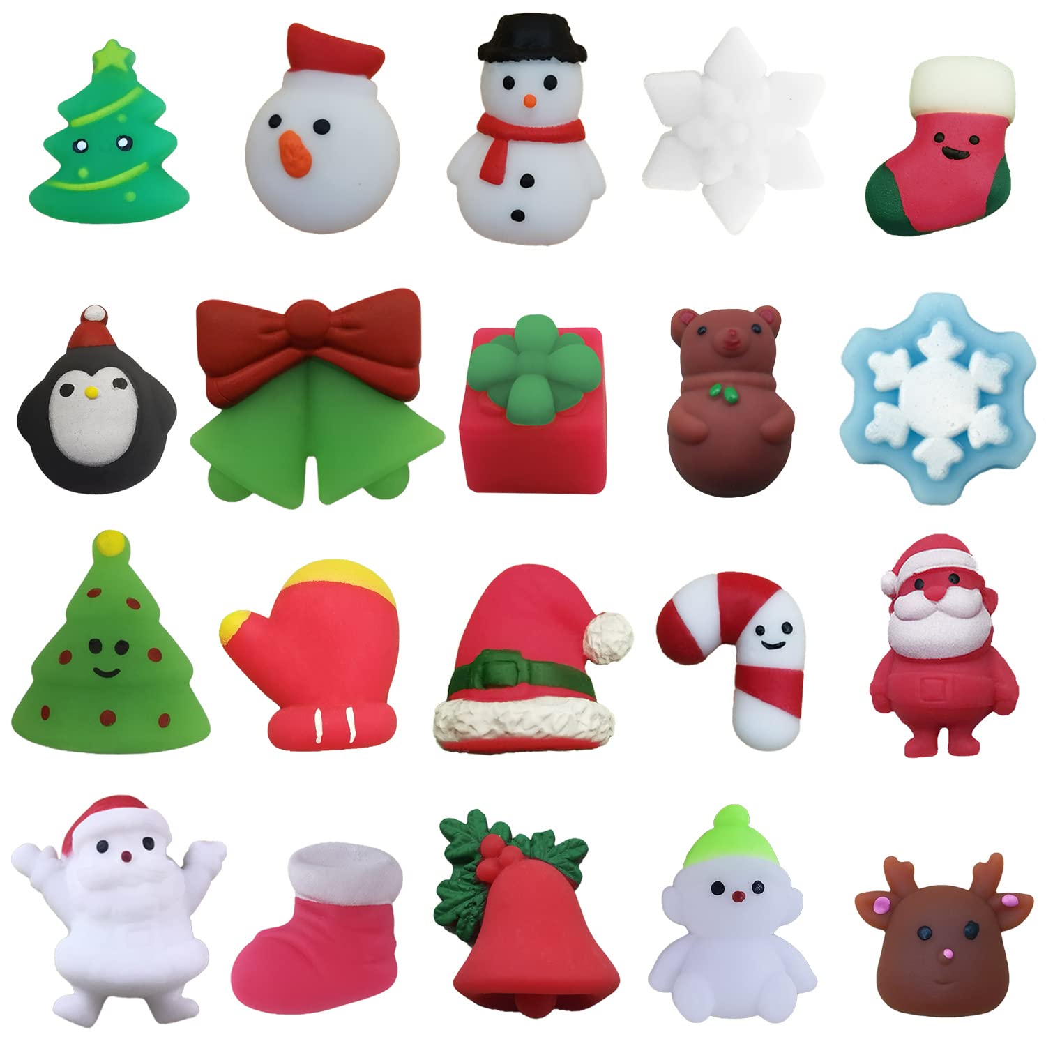 Photo 1 of 100PCS Christmas Mochi Squishy Toys, Mini Kawaii Christmas Squishies Soft Fidget Toys Stress Squeeze Toys Party Bags Filler, Small Stocking Stuffers for Boys Girls Birthday Gifts