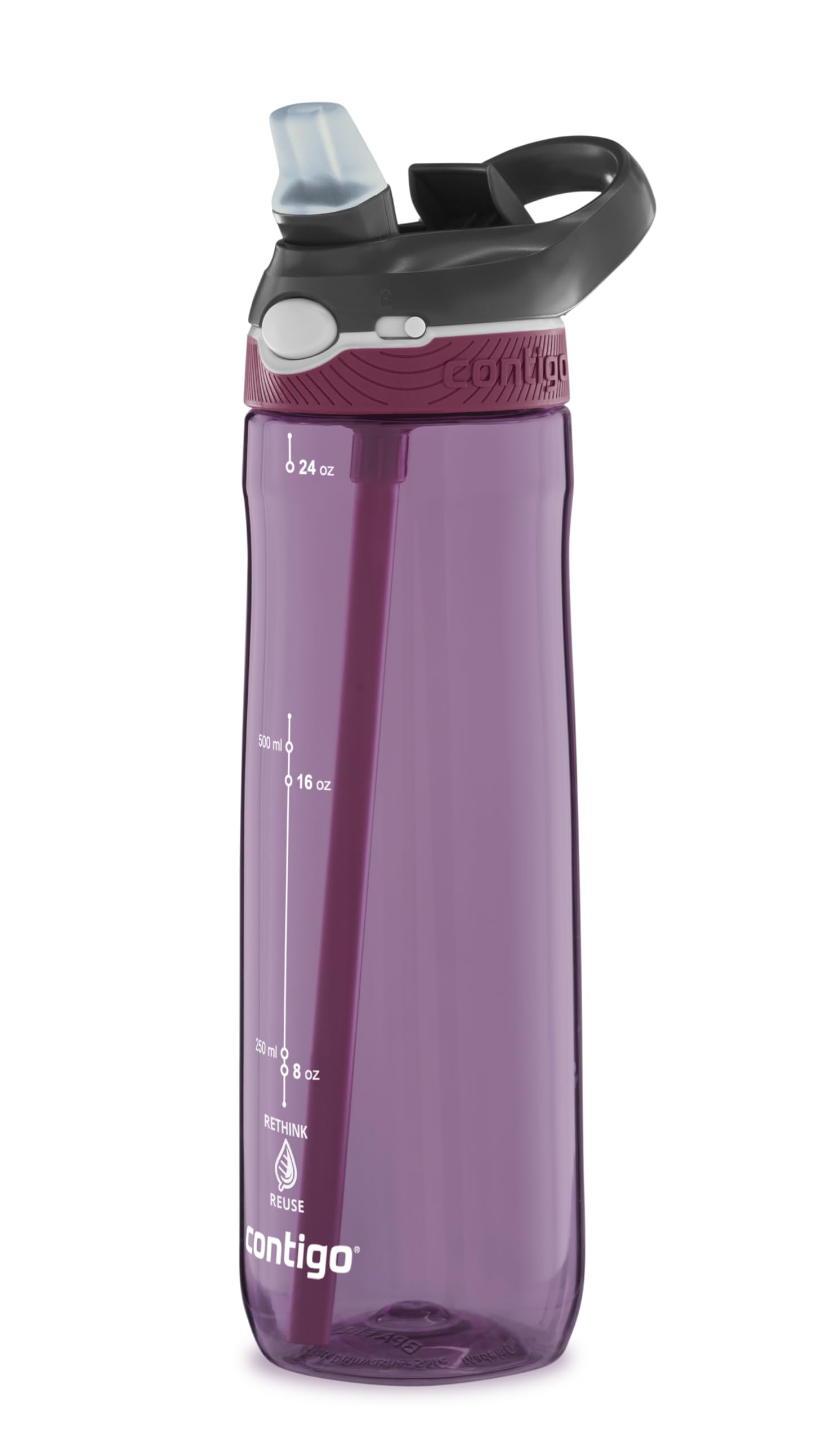 Contigo Ashland Autospout Water Bottle with Flip-Straw | Large BPA Free Drinking Bottle | Sports Flask | Leakproof Drink Bottle | Ideal for School, Gym, Bike, Running, Hiking | 720 ml | Passionfruit