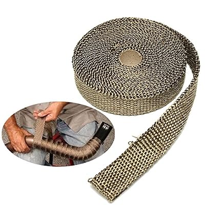 CoCocina 7.5mX2.5cmX1.6mm Titanium Motor Car Insulation Exhaust Header Heat Wrap With Stainless Ties Kit