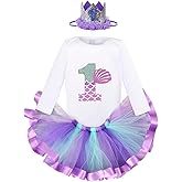 Highnesson-ww Baby Girls 1st/2nd Baby Girls 1st/2nd First Birthday Outfits Cotton Romper mermaid first birthday outfit Skirt