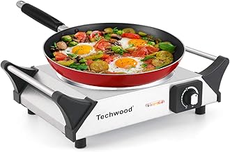 Techwood Hot Plate Infrared Ceramic Electric Stove 1200W Countertop Single Burner with Adjustable Temperature & Stay Cool Handles, 7.5” Cooktop for Dorm Office/Home/Camp, Compatible for All Cookwares