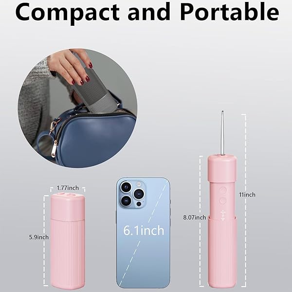 HUACO CARE PORTABLE MINI WATER FLOSSER, ORAL IRRIGATOR WATER TEETH CLEANER PICK WITH TELESCOPIC WATER TANK,3 MODES & IPX7 WATERPROOF, HOME & TRAVEL (PINK)