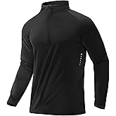 MIER Dry Fit Quarter Zip Pullover for Men, Long Sleeve 1/4 Zip Lightweight Golf Athletic Fishing Shirts (Sun Protection)
