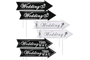 6 Pcs Wedding Directional Parking Signs with Stakes Double-Side Printed Outdoor Directional Road Sign for Wedding Ceremony Re