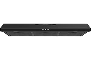 FIREGAS 36 Inch Black Under Cabinet Range Hood, 200 CFM Ducted/Ductless Convertible Kitchen Hood with 3-Speed Stove Vent Fan, LED Lights, Aluminum Filters & Charcoal Filters