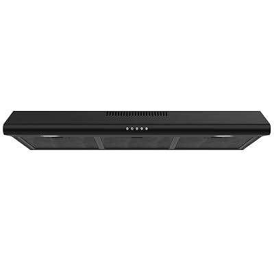 FIREGAS 36 Inch Black Under Cabinet Range Hood, 300 CFM Ducted/Ductless Convertible Kitchen Hood with 3-Speed Stove Vent Fan, LED Lights, Aluminum Filters & Charcoal Filters