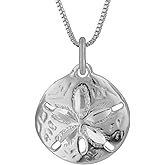 Hawaiian Silver Jewelry Pendant Necklace – 18 Inch Sand Dollars Pendant Charm – Premium Sterling Silver Craftsmanship – Modern and Elegant – Comfortable Women Jewelry Necklace
