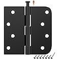 3 Pack Black Exterior Door Hinges 4 Inch, 5/8" Radius, Removable Pin, Perfect for Heavy-Duty Front & Back Door, Antirust & No Squeaks