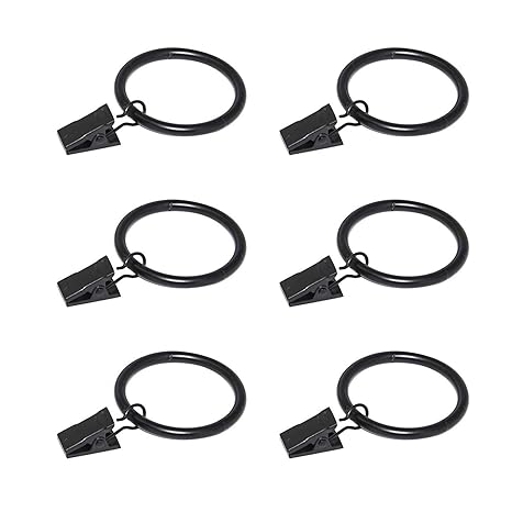 Coideal Black Curtain Rod Ring Clips 30 Pack Rustproof Metal