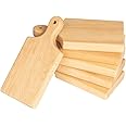 Woodla Mini Wooden Charcuterie Boards 5.9x2.75 Inch with Handle Decorative Cutting Boards Wall Bar Hanging Kitchen Decor Wood Engraving Blanks for Crafts Small Hostess Gift