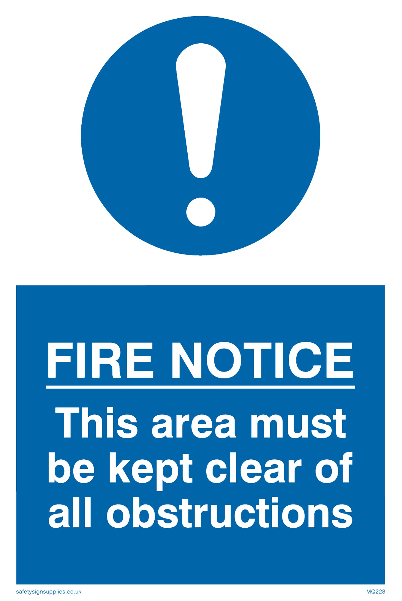 Pack of five - Fire Notice No Obstructions Sign - 100x150mm - A6P