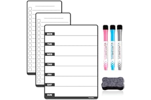 ALEZEL Weekly Dry Erase Board for Fridge, Magnetic Meal Planner Whiteboard Set - Includes Weekly Calendar for Refrigerator & 2 to Do List White Boards, 3 Markers + Eraser