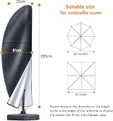 OKPOW Cantilever Parasol Cover 600D Oxford Waterproof UV Windproof 2.5m-4m view 2