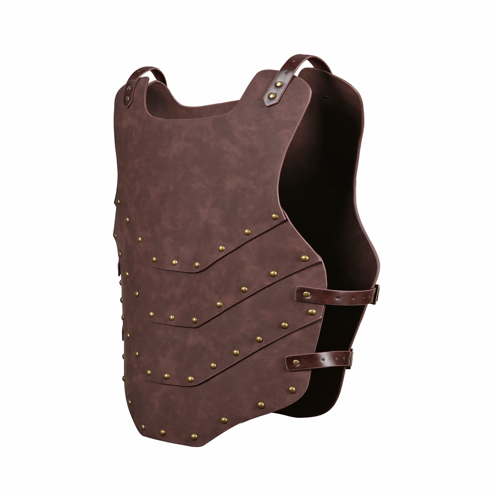 HZMAN Viking Warrior Chest Armor Medieval PU Leather Vest Leather LARP Medieval Armour for Party Cosplay Halloween, Brown, One size