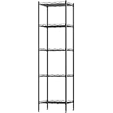 FIOCNOLE 5 Tier Standing Metal Wire Shelving Unit, Adjustable Height, Storage Shelf Units for Laundry Bathroom Kitchen Pantry Closet (11.8" D x 11.8" W x 50.2" H inches, Black)