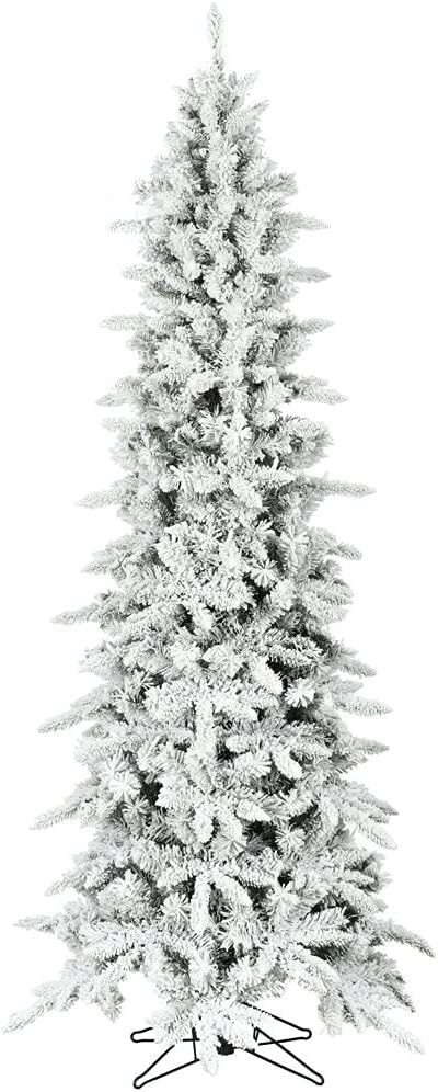 Trees - Fraser Hill Farm Slim Snowy Christmas Tree, 6.5 Feet Tall | Mountain Pine Flocked Artificial Tree Perfect for Family Room, Living Room, or Dens | FFMPS065-0SN