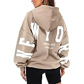 ORANDESIGNE Womens Letter Print Hoodies Fleece Graphic Sweatshirts Long Sleeve Pullover Sweaters with Pocket