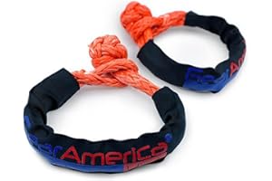 GA GEARAMERICA GearAmerica Synthetic Soft Shackles 1/2” Orange (2 Pack) - Made in The USA 45,000 lbs (22.5 US Tons) Strength - Off Road Recovery, Towing & More - Stronger Than Steel D Rings - Bag Included
