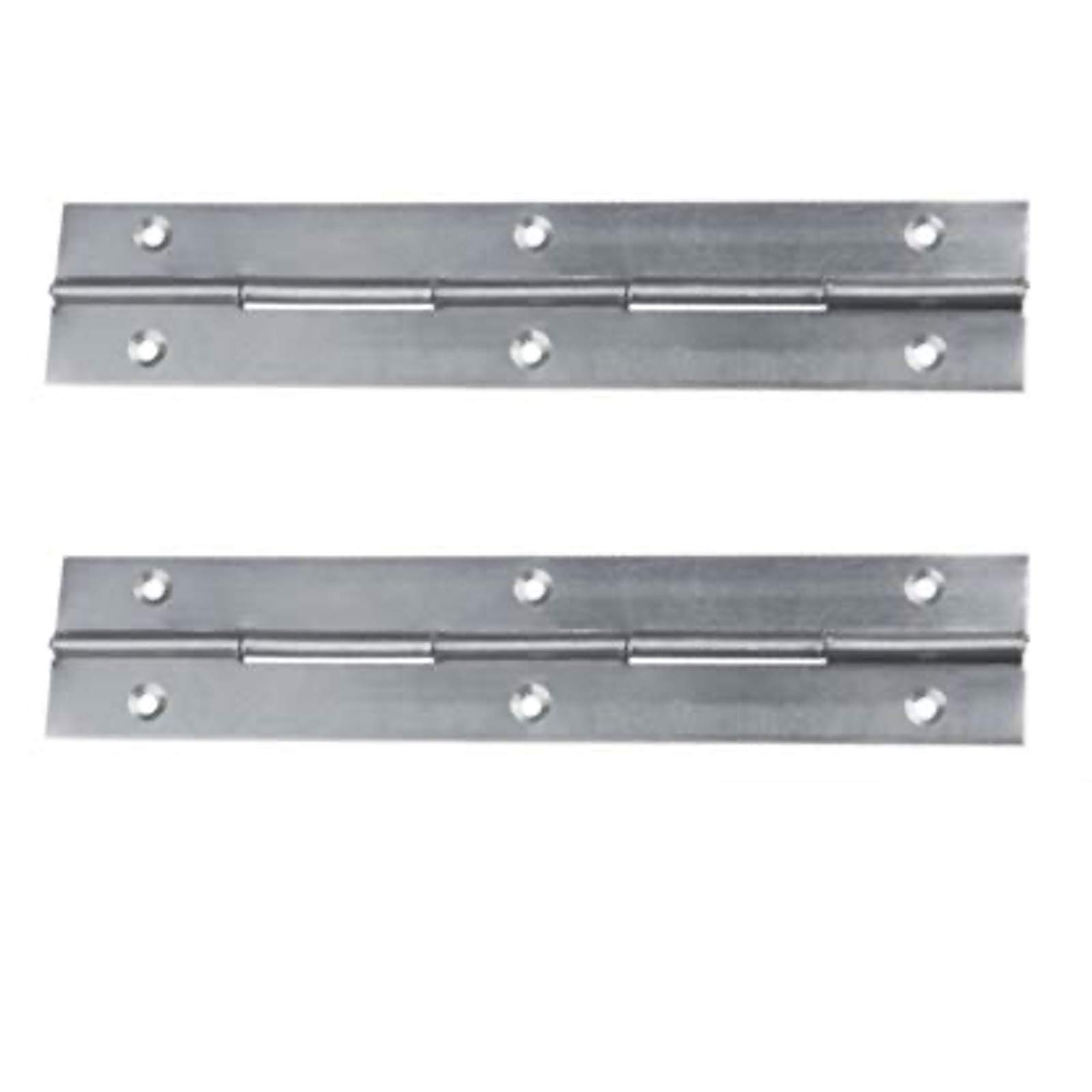 2X 1M (1000mm) Continuous Steel Metal Piano Hinge Strap Multi Colours with Holes by BMF DIRECT® (Steel)