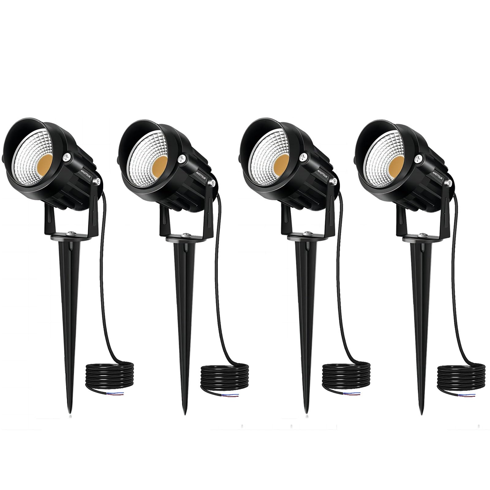 AHOTSUK Garden Spot Lights 10W 1000LM Outdoor Spike Lights led Lawn Light IP66 Waterproof Spot Light Mains Powered LED Landscape Lights Decorative Light for Patio Yard Pathway Warm White 4 Pack
