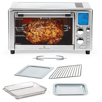 Emeril Lagasse Everyday 360 Stainless Steel Air Fryer, 360° Quick Cook Technology, XL capacity, 9-in-1, 12 Pre-Set Cooking Functions including Bake, Rotisserie, Broil, Pizza, Slow Cook, Toaster