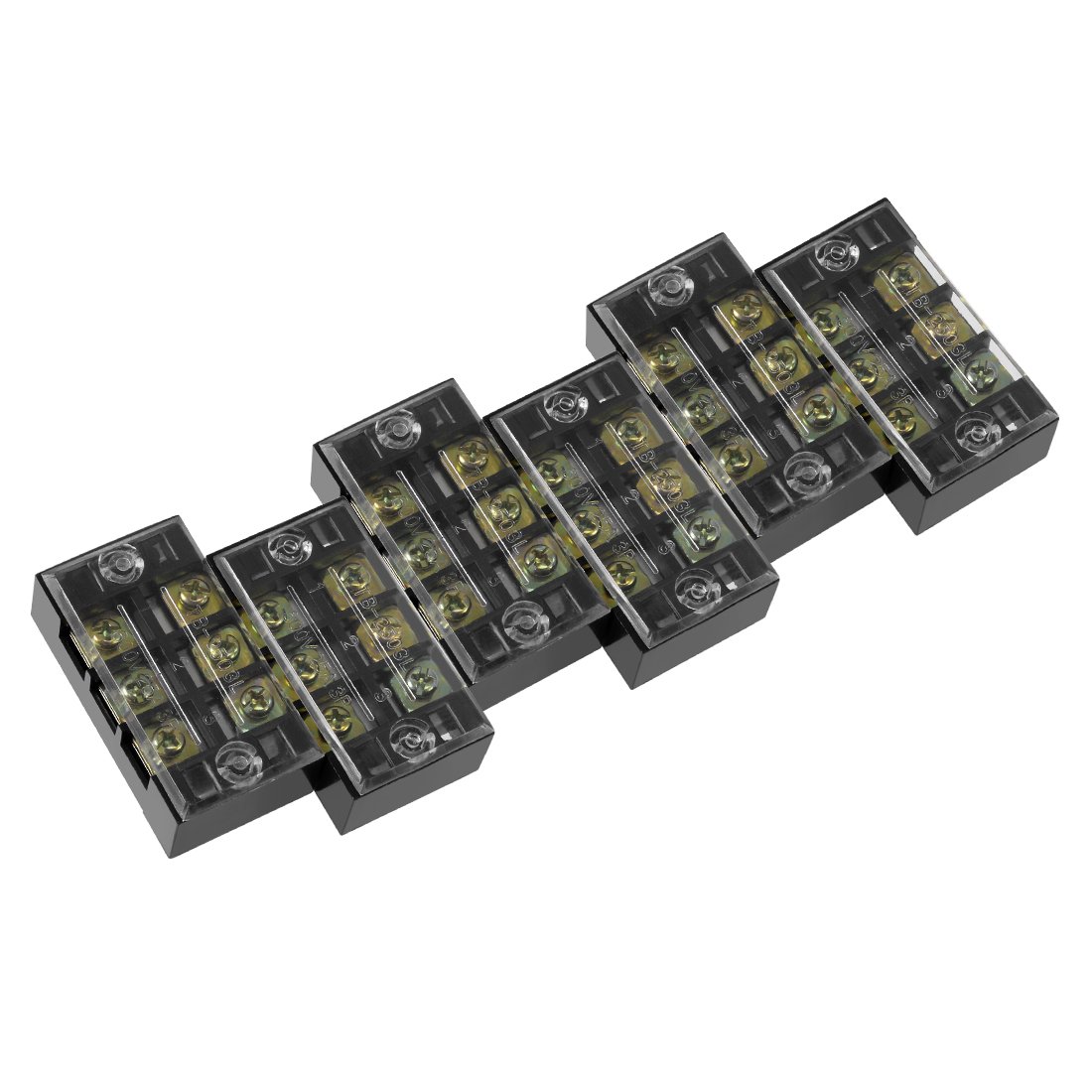 Sourcingmap 6 Pcs 3 Positions Dual Rows 600V 25A Wire Barrier Block Terminal Strip TB-2503L