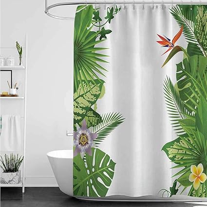 Amazon Com Home1love Long Shower Curtain Tropical Lush Growth