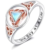 AA Ring 925 Sterling Silver Alcoholics Anonymous Ring Celtic Moonstone Stay Sober Recovery Rings Jewelry for Women Lovers