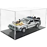 Acrylic Display Case for LEGO 10300 Back to the Future Time Machine, 15.7" x 7.9" x 7.9" Dustproof Showcase, 3mm Thick Crystal Clear Box with Tool-Free Assembly for Collectibles, Figures &amp; Models