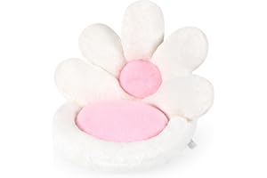 Ditucu Flower Shape Seat Cushion Comfy Kawaii Gaming Chair Cushions 19 inch Lazy Sofa Office Floor Pillow Pad Cute Stuff for Gamer Bedroom Decor White