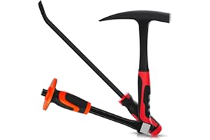 Lasnten 3 Pcs Geology Rock Pick Equipment Kit 32oz Rock Hammer 3lb 12" Concrete Flat Chisel Tool, 18" Pry Bar for Geological Research Exploration, Hounding, Gold Mining, Prospecting, Stone Breaking