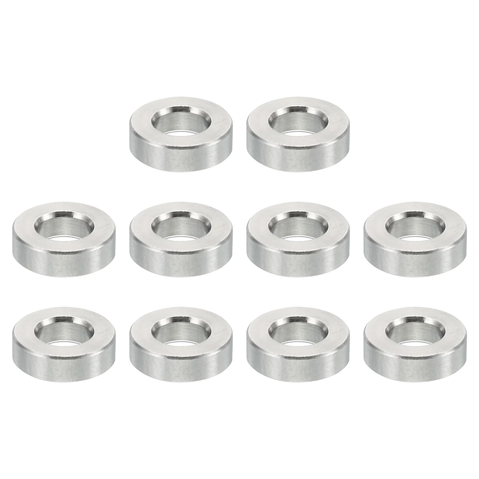 PATIKIL M5 Stainless Steel Spacers, 10 Pcs Metal Spacers Stainless Steel 5.2mm ID x 10mm OD x 3mm L Stainless Steel Spacer Screw Standoff Round for 1/5inch or M5 Screw Bolts