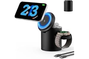 2026 可折叠 3 合 1 无线充电站,适用于 Apple Magsafe 充电器支架,快速磁性无线充电器站适用于 iPhone 1716 15 14 13 12 系列,Airpods Pro,Apple Watch Ultra 系列(黑色)