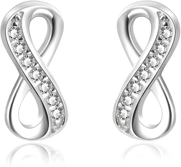 S925 sterling silver fashion personality microinlaid figure 8 earrings