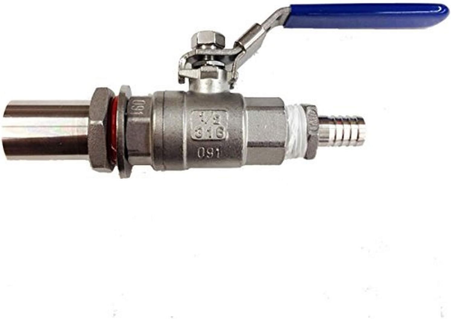 Bev Rite No Weld Homebrew Kettle Valve Conversion Kit , Ball Valve with Bulkhead and 1/2" nipple - Brass