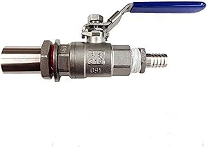 Bev Rite No Weld Homebrew Kettle Valve Conversion Kit , Ball Valve with Bulkhead and 1/2" nipple - Brass