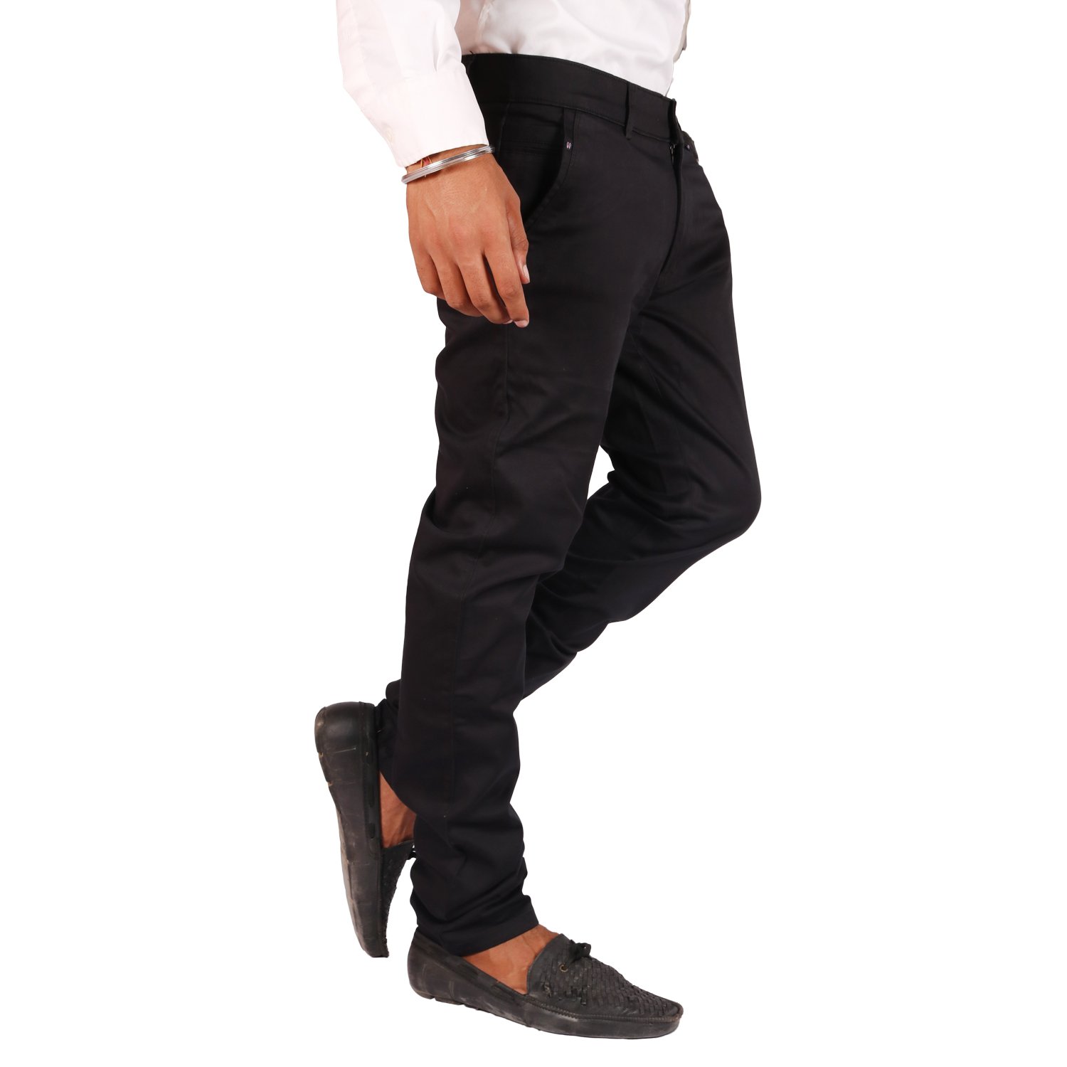 clivemont men's jet black formal slim fit trouser cljb1