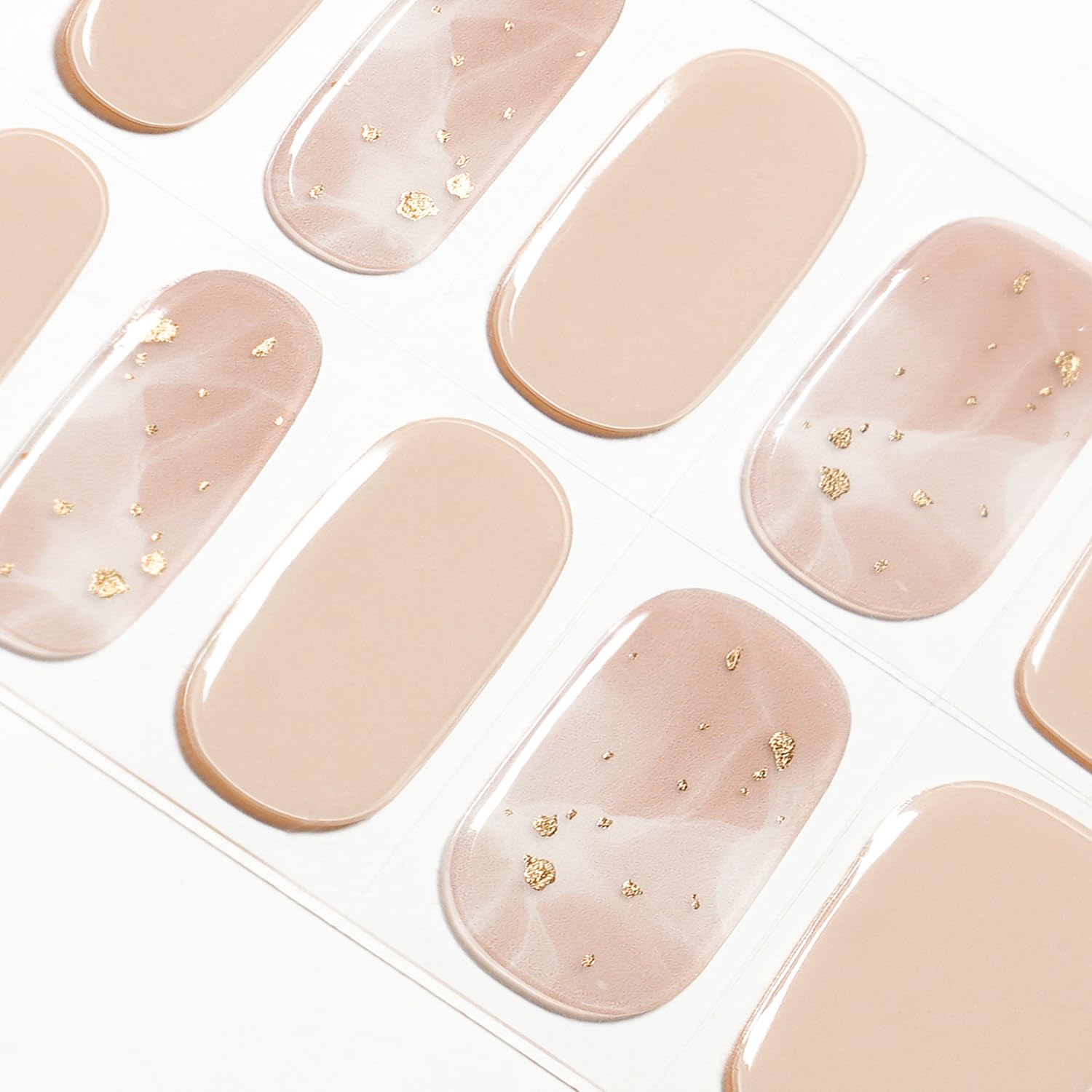 DANNI & TONI Semi Cured Gel Nail Strips,Nude Accent Nails Foil Stamping Gel Nail Stickers (Beachside Dreams),Salon-Quality Gel Nail Polish Strips Manicure Stickers Set-28Pcs