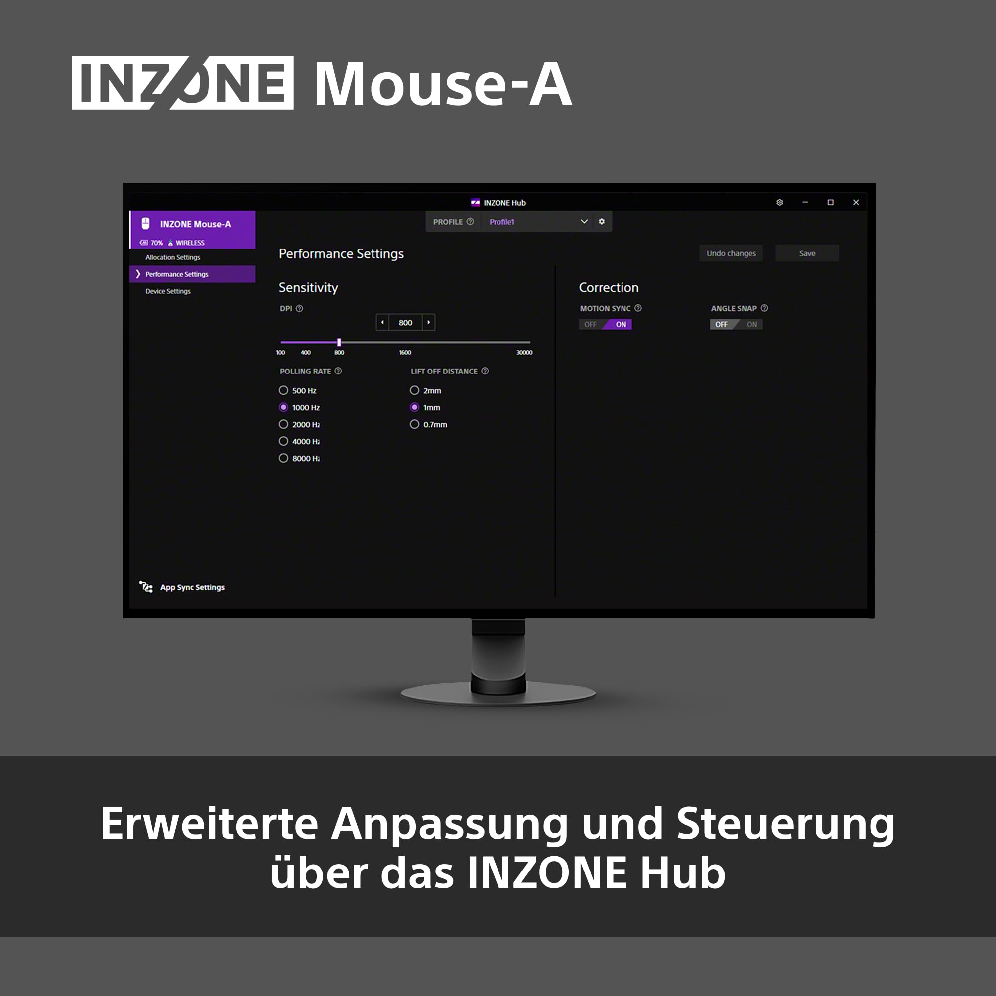 Sony INZONE Mouse-A Kabellose Gaming-Maus - Ultraleicht 48,4g, 8000Hz Polling, 30K DPI PixArt Sensor, Optische Schalter, 90 Std. Akkulaufzeit, USB-C, Fnatic Co-Designed - PC FPS Esports - Schwarz 9