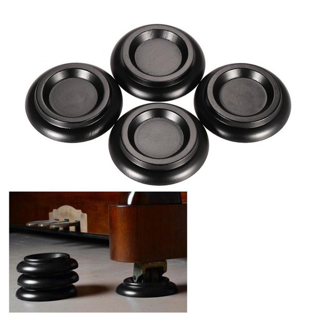 4 pcs/Pack Solid Wood Upright Piano Caster Cups, Non-Slip & Anti-Noise EVA Anti-slip Mat Pad, Black
