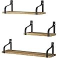 Love-KANKEI Floating Shelves Wall Mounted Set of 3, Rustic Wood Wall Storage Shelves for Bedroom, Living Room, Bathroom, Kitc
