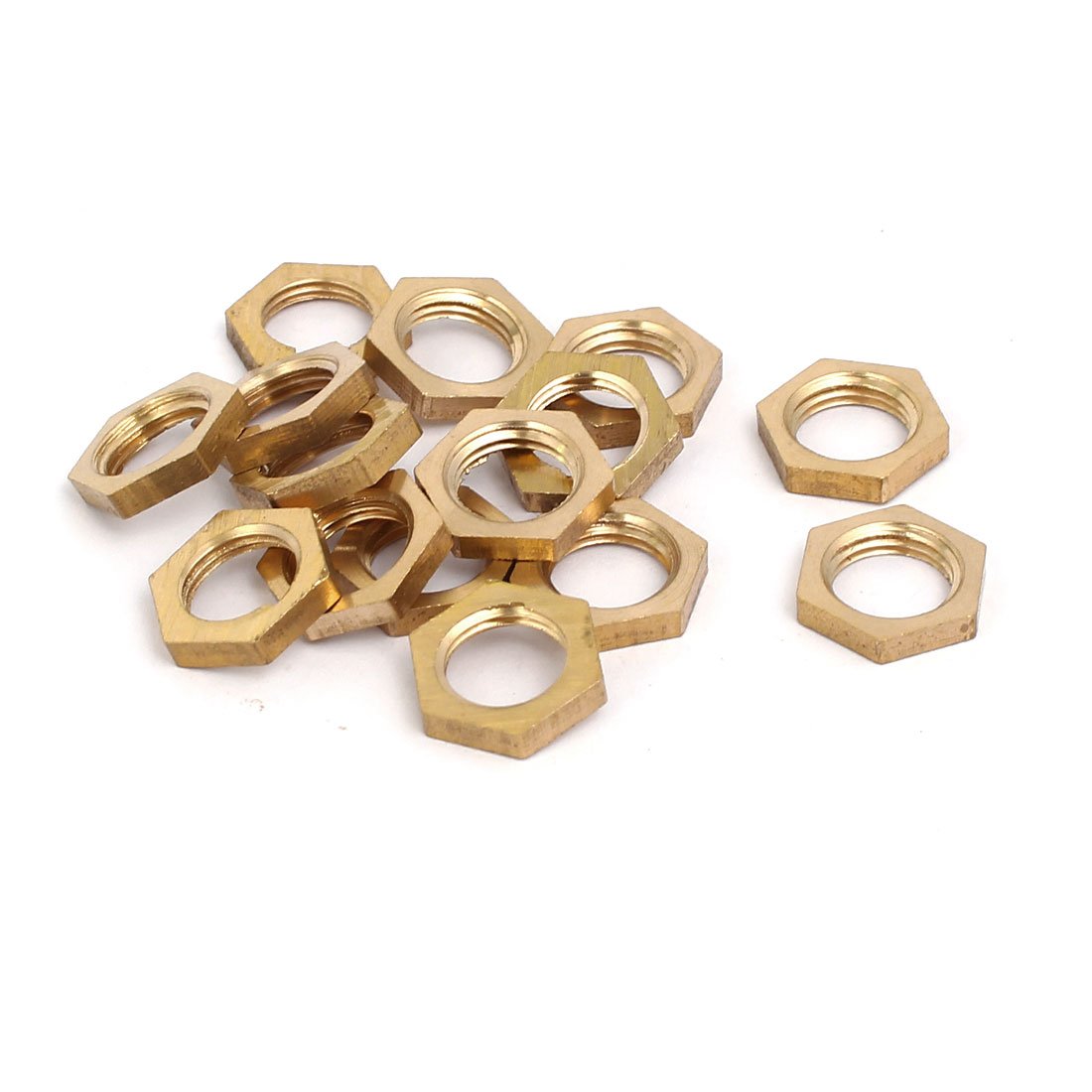 Sourcingmap 15 Pcs 1/8BSP Female Thread Brass Hex Nut Pipe Fitting Locknut