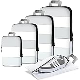 XBLGX Compression Packing Cubes, 5-Piece Set Travel Organizer Boxes, Compressible Luggage Cubes With Zipper for Women/Men - Essential Travel Accessories