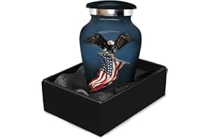 SOLACE FOREVER Urn for Ashes Adult Male - Patriotic Cremation Urns for Human Ashes Adult Man with Eagle & American Flag Designs - Elegant Memorial Urns for Veterans, Dad, or Husband (Matte Black, Small)
