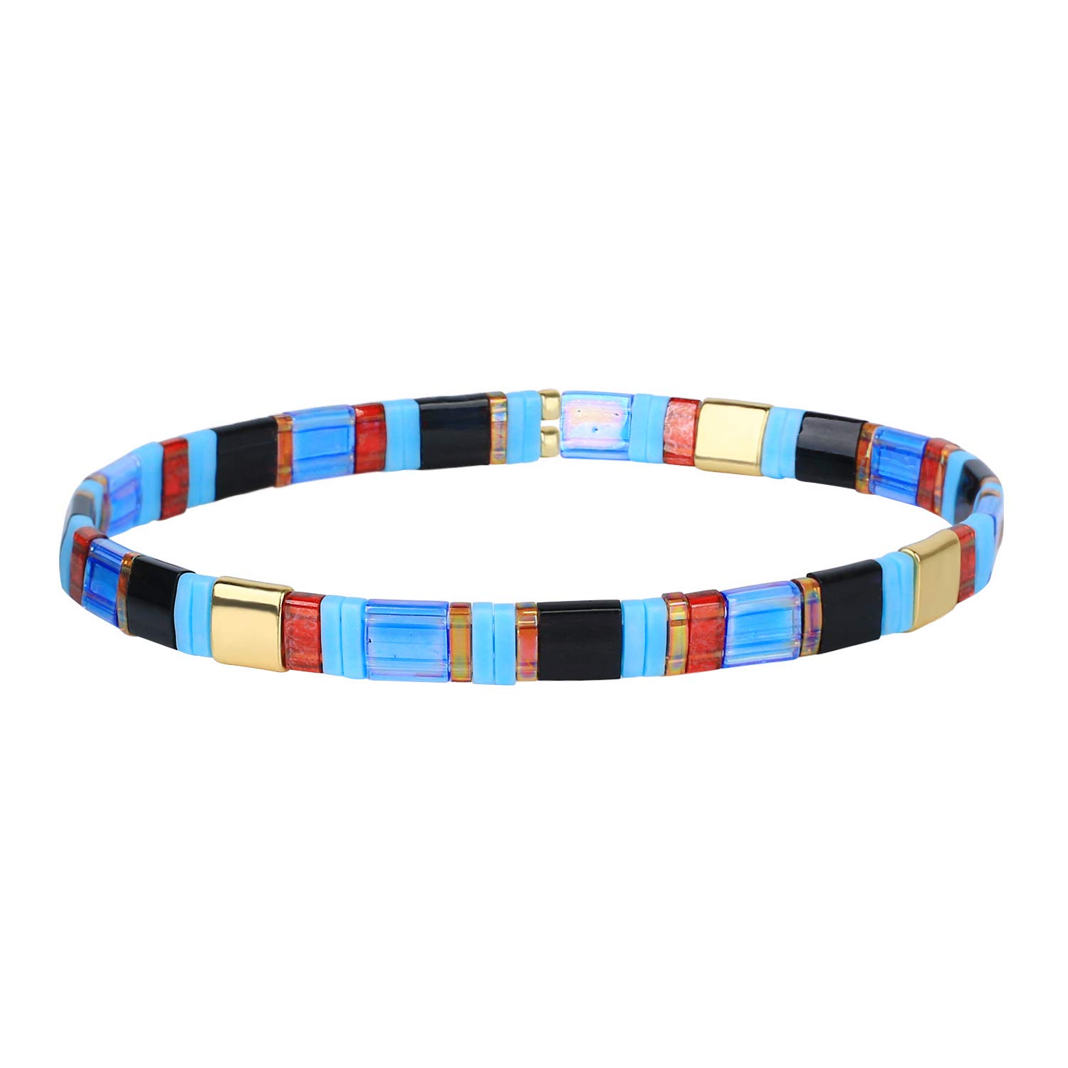 KELITCH Women Bracelets Colorful Strand Stretch Bracelets Mixed Friendship Unique Jewelry Gift - 07H