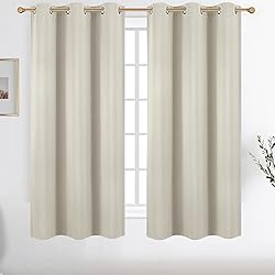 Diraysid Light Beige Grommet Blackout Curtains for