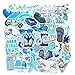 Blue Cute Stickers for Water Bottle Trendy Teen Girls Laptop Hydroflasks Phone Car Bumper Computer Skateboard Decals 50pcs