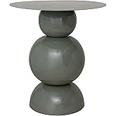 Bloomingville Powder Coated Metal Round Table with Stacked Base, Grey